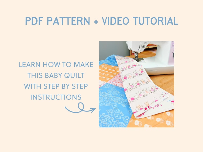 Easy Baby Quilt Pattern PDF // Quick Beginner Quilting Project with Step-by-Step Video Tutorial image 2