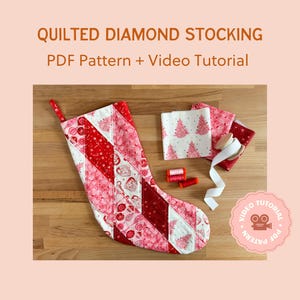 Diamond Quilted Christmas Stocking Pattern - Quilting Pattern - With Video Tutorial