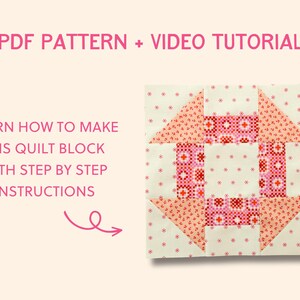 Churn Dash Quilt Block PDF Pattern With Youtube Video / Learn to Quilt ...