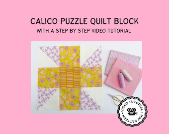 Calico Puzzle Quilt Block PDF Pattern | Learn to Quilt | Traditional Quilt Sampler