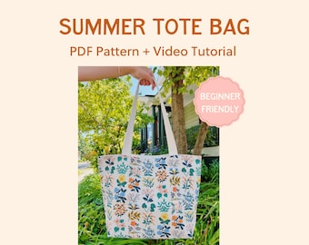 Summer Tote Bag Sewing Pattern – Beginner Friendly PDF with Video Tutorial