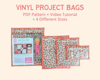 Vinyl Project Bag with Self Binding Sewing Pattern // Includes Four Sizes // With Video Instructions
