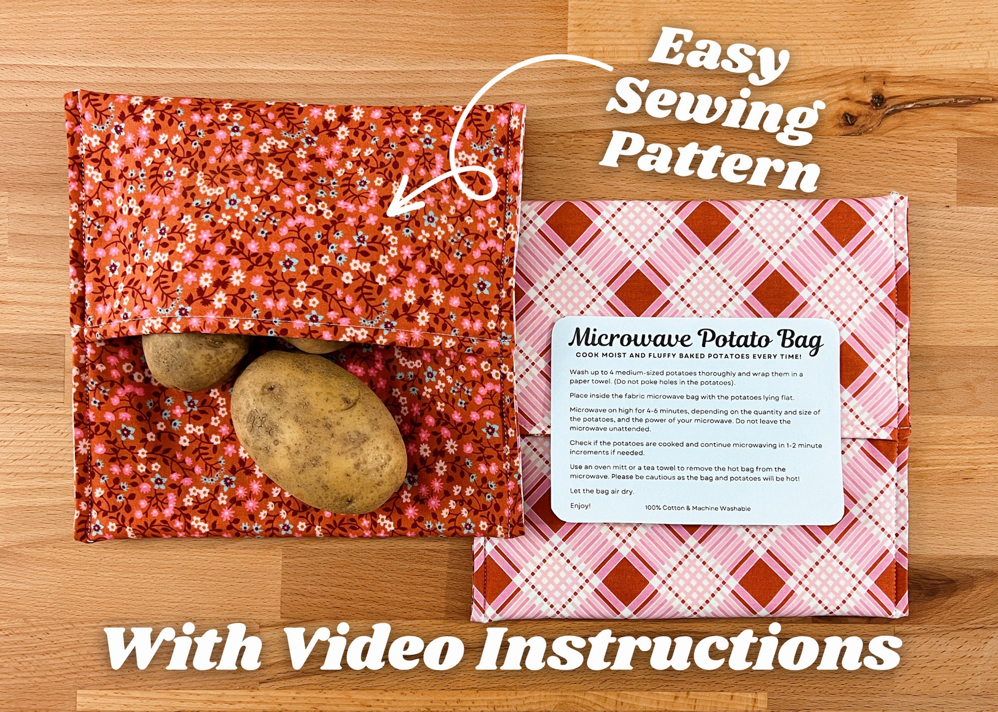 Microwave Potato Bag Pattern  Make Perfect Baked Potatoes - Sweet Red  Poppy