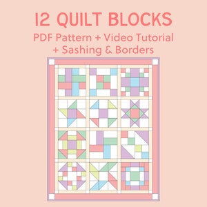 2022 Mystery Block of the Month Quilt Pattern Bundle – 12 PDF Quilt Blocks with Step-by-Step YouTube Tutorials