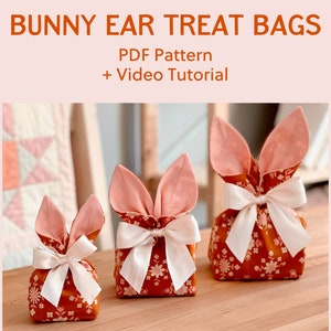 Bunny Ear Treat Bag Sewing Pattern - 3 Sizes // Beginner Friendly // Learn to Sew with Video Tutorial