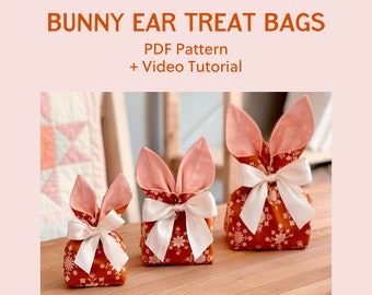 Bunny Ear Treat Bag Sewing Pattern - 3 Sizes // Beginner Friendly // Learn to Sew with Video Tutorial