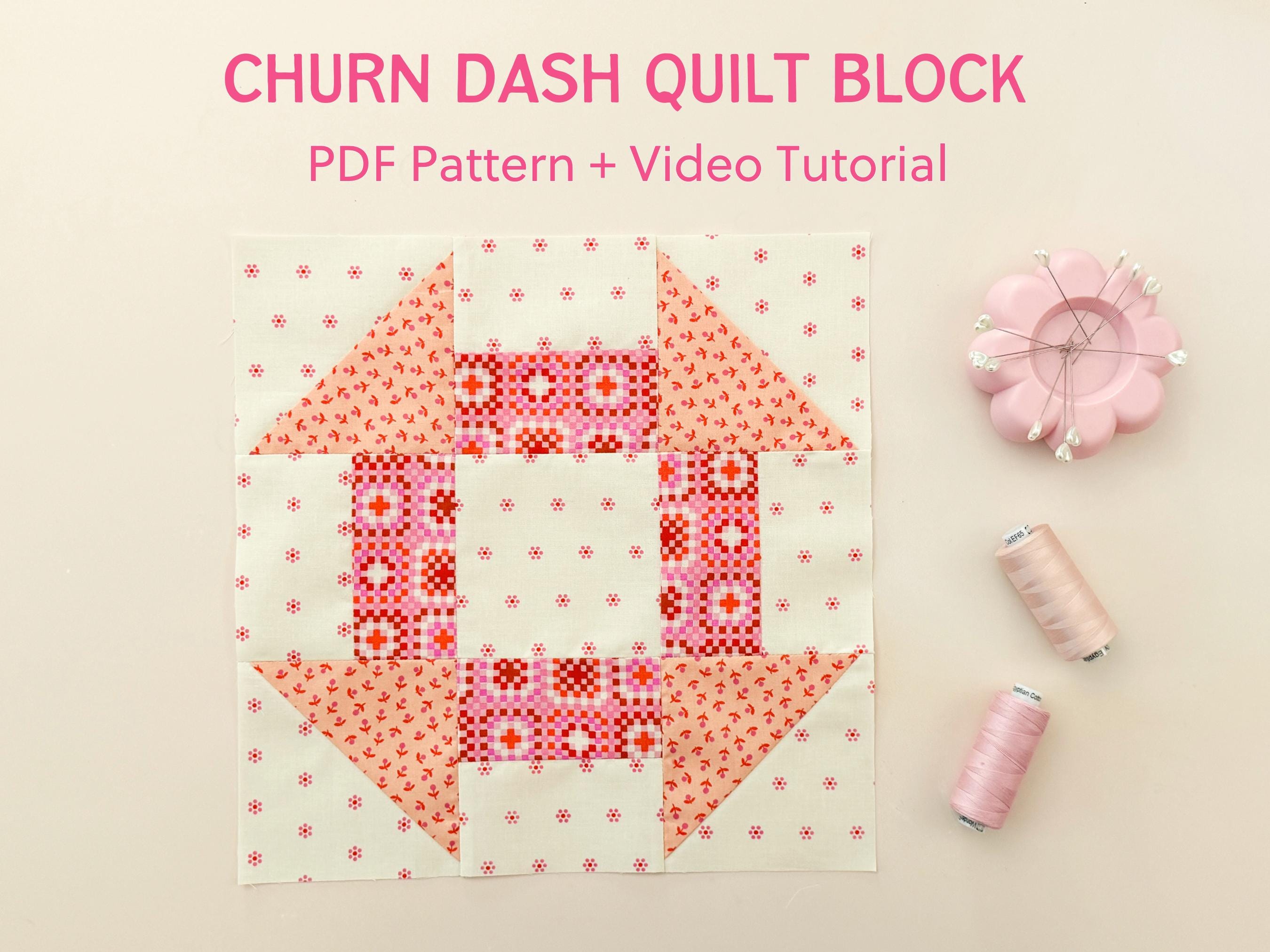 Churn Dash Quilt Block PDF Pattern With Youtube Video / Learn to Quilt ...