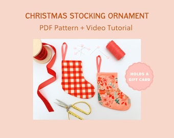 Scrap Fabric Christmas Stocking Ornament Pattern | Gift Card Holder | Easy Christmas Sewing Project
