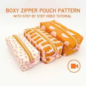 Patrón de costura en PDF para bolso cuadrado con cremallera: 3 tamaños con videotutorial paso a paso