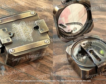 Kelvin & Hughes 1917 Solid Brass Brunton Compass | Unique Marine Gift for Him | Vintage Heavy Survey Compass | Nautical Husband Gift
