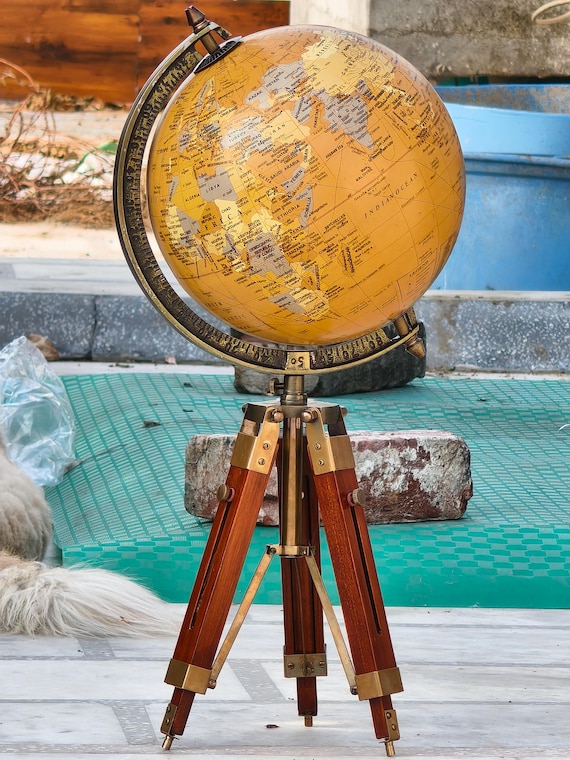 Vintage World Globe With Tripod Stand, Antique Map Desk Decor - Etsy