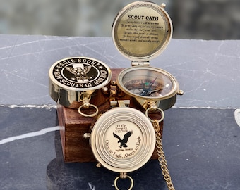 Personalized Eagle Scout Compass Gift, Brass Compass with Scout Oath, Court of Honor Gift, Custom Engraved Compass, Boy Scouts Camping Gift
