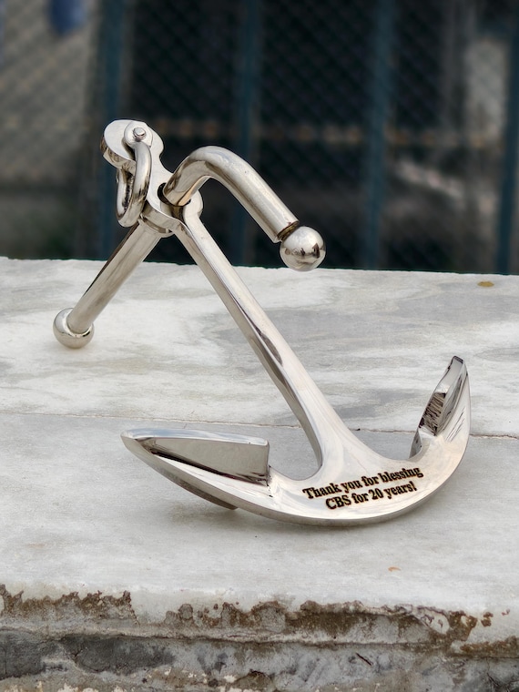 Personalized Brass Anchor Paperweight, Gifts for Sailors, Nautical Desk Decor, Gift for Him, Retirement Gift, Custom Engraved Anchor Gift