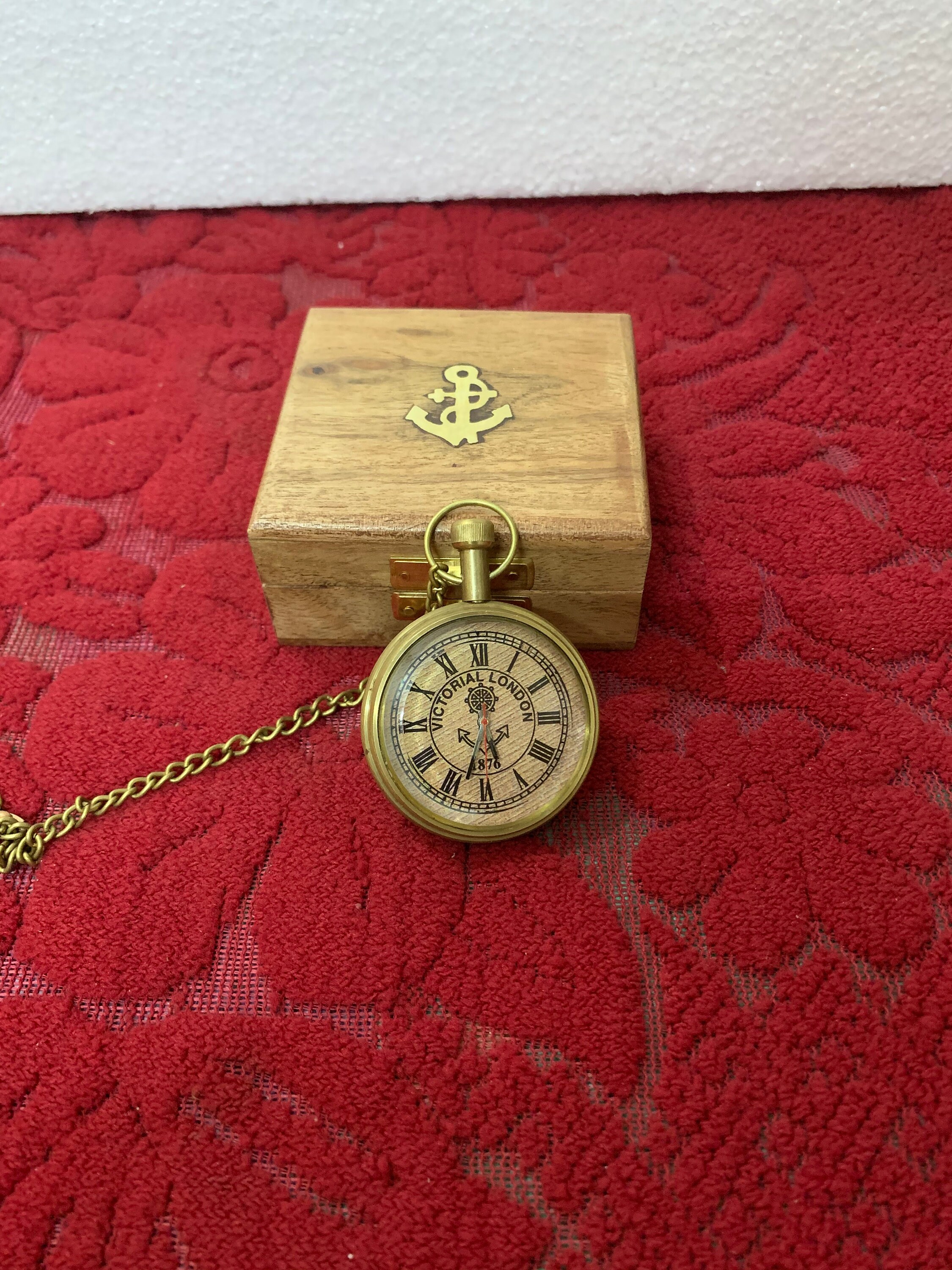 Brass Compass Pocket Watch Mechanical Pocket Watch With Chain Etsy