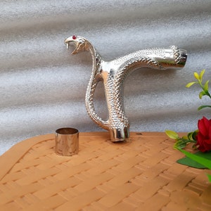 silver  Cobra handle Head finish for walking stick Wood Canes Style