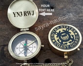 U.S Coast Guard Compass -  Personalized Brass Compass Free Engraved