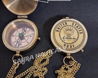 U.S Navy Compass  Brass Compass Personalized Marine Gift Free Engraved