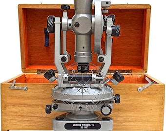 20 Seconds Brass Vernior Theodolite 15&quot; Transit Surveyors Silver Alidade  Surveying Instrument with Wooden Box