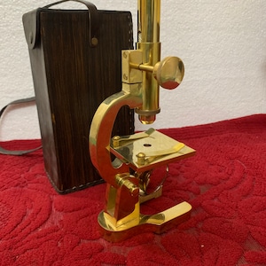 Messing-Mikroskop, Schüler-Mikroskop 7-Zoll-Vintage-Typ mit Lederbezug schweres Qualitäts-Mikroskop