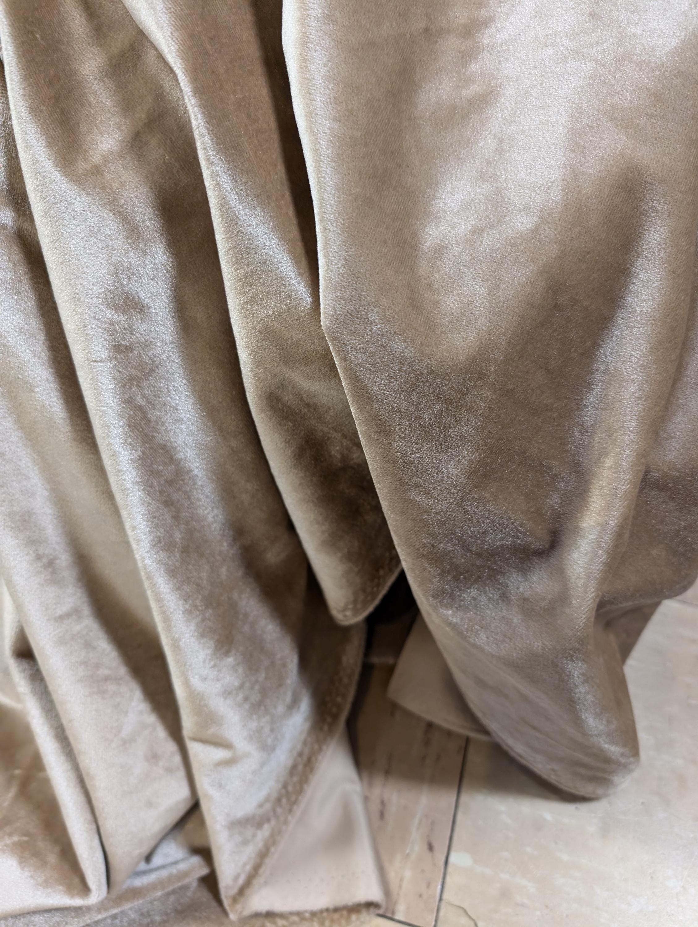 Beige Rib Velour Creamy Beige Velour Upholstery Fabric: 24