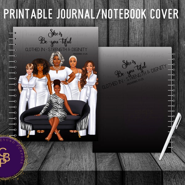 Printable Planner Cover, Notebook Cover, She is BeYoutiful Journal Notebook, Christian Planner, Sisterhood Digital Download, Wall Art