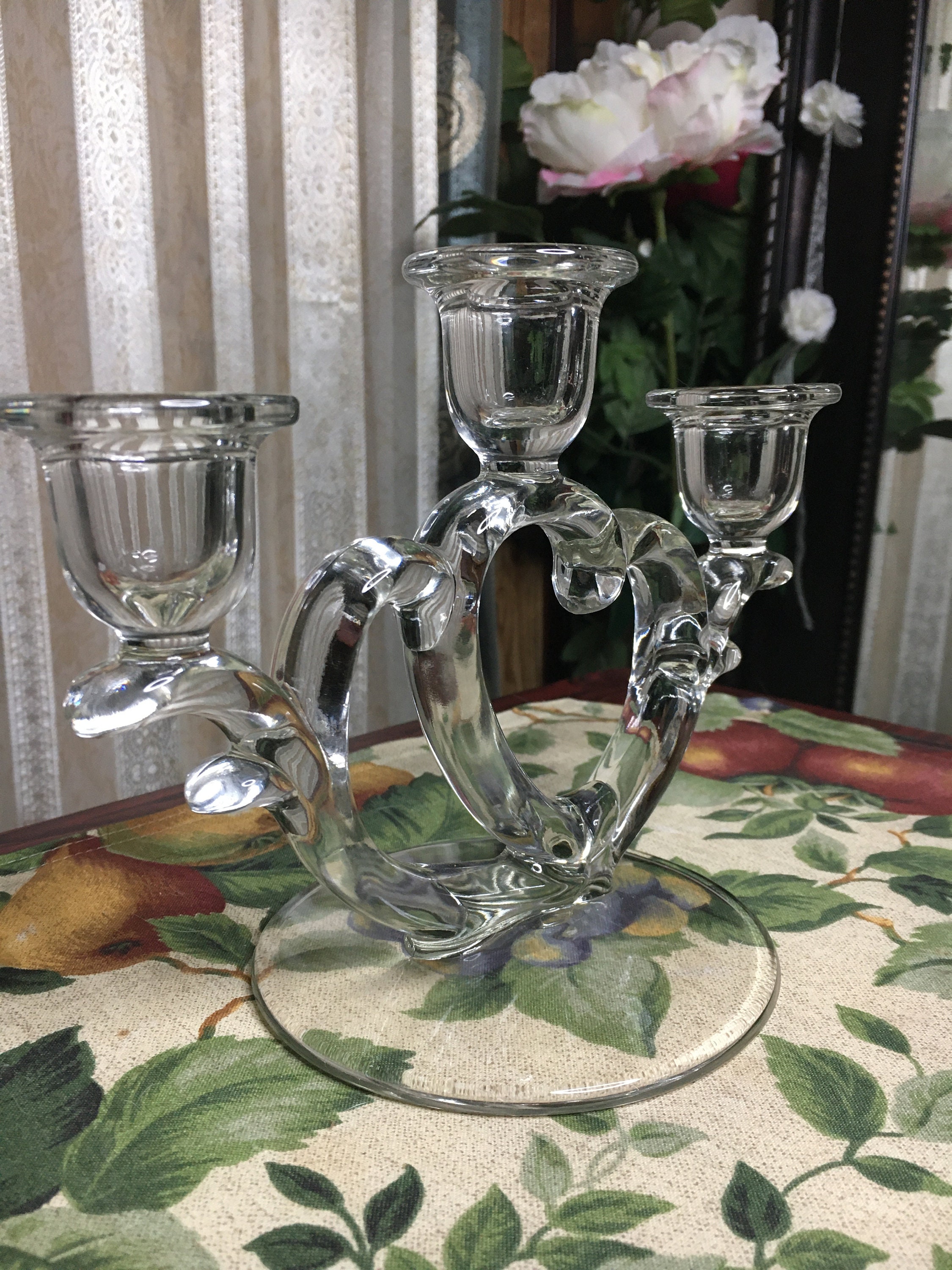 3 Tier Clear Glass Candle Holder Etsy