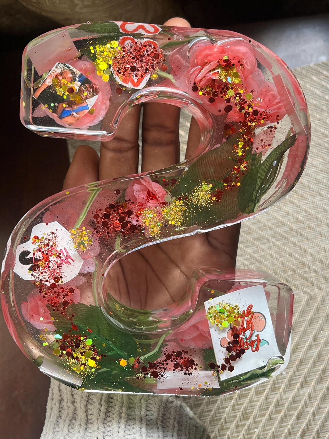 Resin Letters Roses Personalized Resin Letter With Flowers | Custom Initial Decor, Glitter ...