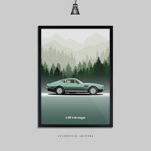 Aston Martin - V8 Vantage 1979 | 2 Frame Options / Print Only Also Available (A5-A3) | Digitally Hand Drawn Automotive Artwork