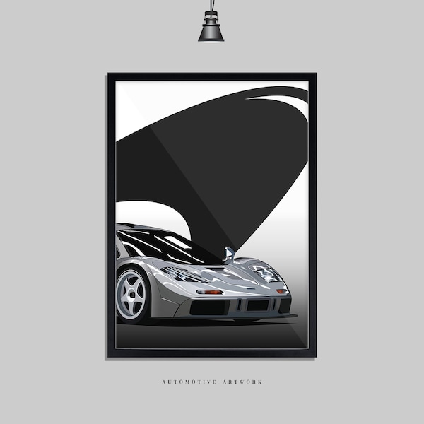 McLaren - F1 #2 | 2 Frame Options / Print Only Also Available (A5-A3) | Digitally Hand Drawn Automotive Artwork