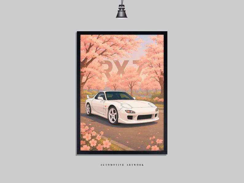 Pink Tree Rx7 Mazda - RX7 White #2 | 2 Frame Options / Print Only Also Available (A5 ...