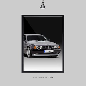 BMW - E34 M5 | 2 Frame Options / Print Only Also Available (A5-A3) | Digitally Hand Drawn Automotive Artwork