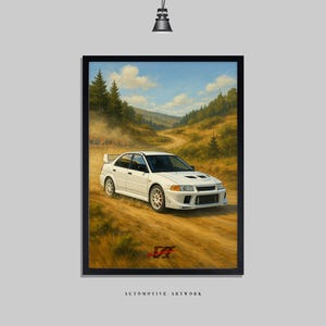 Mitsubishi - Evo | 2 Frame Options / Print Only Also Available (A5-A3) | Digitally Hand Drawn Automotive Artwork
