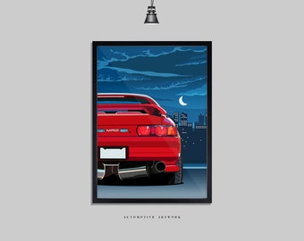 Toyota - MR2 | 2 Frame Options / Print Only Also Available (A5-A3) | Digitally Hand Drawn Automotive Artwork