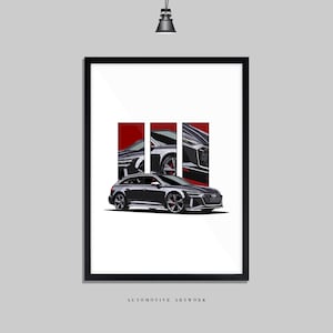 Audi - RS6 | 2 Frame Options / Print Only Also Available (A5-A3) | Digitally Hand Drawn Automotive Artwork