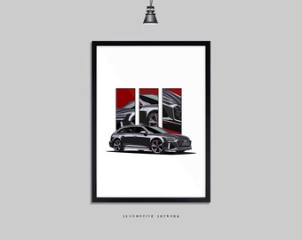 Audi - RS6 | 2 Frame Options / Print Only Also Available (A5-A3) | Digitally Hand Drawn Automotive Artwork