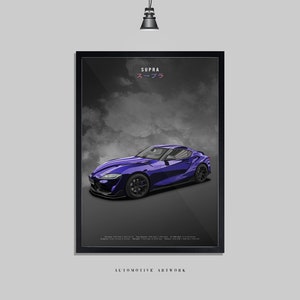 Toyota - Supra MK5 | 2 Frame Options / Print Only Also Available (A5-A3) | Digitally Hand Drawn Automotive Artwork