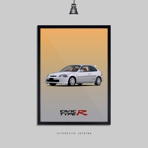 Honda - EK9 Type R | 2 Frame Options / Print Only Also Available (A5-A3) | Digitally Hand Drawn Automotive Artwork