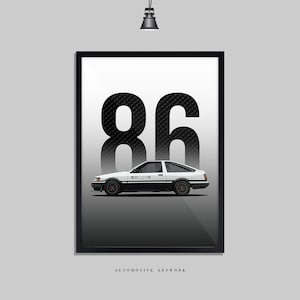 Toyota - AE86 V2 | 2 Frame Options / Print Only Also Available (A5-A3) | Digitally Hand Drawn Automotive Artwork