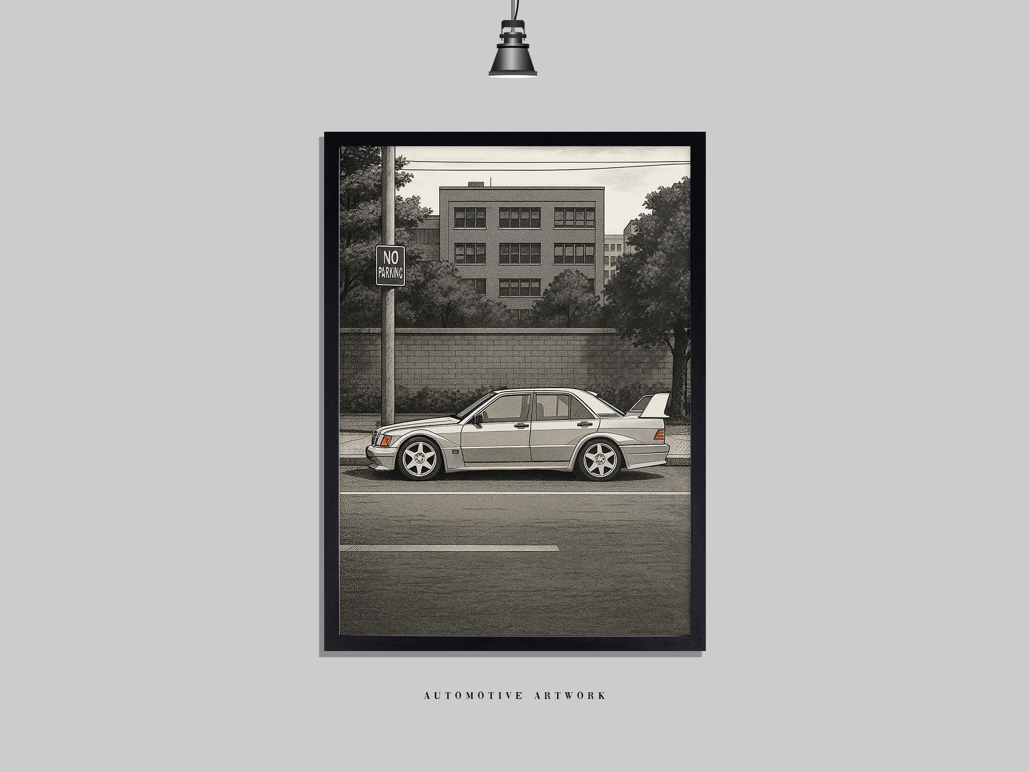 Mercedes - 190E WHITE | 2 Frame Options / Print Only Also Available (A5 ...