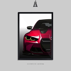 M3 CS | 2 Frame Options / Print Only Also Available (A5-A3) | Digitally Hand Drawn Automotive Artwork
