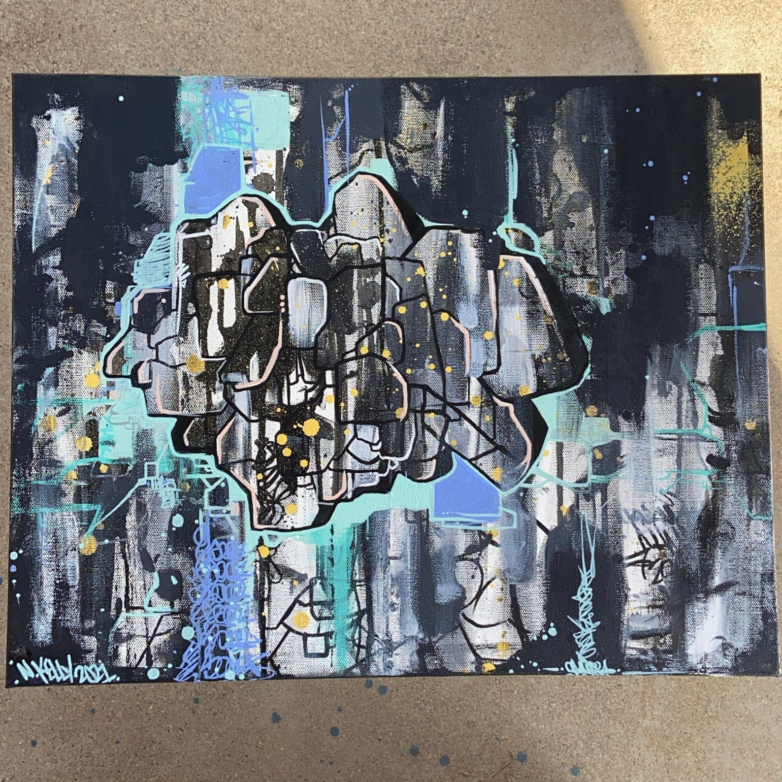 Hand Painted Abstract/graffiti Art Canvas Etsy UK