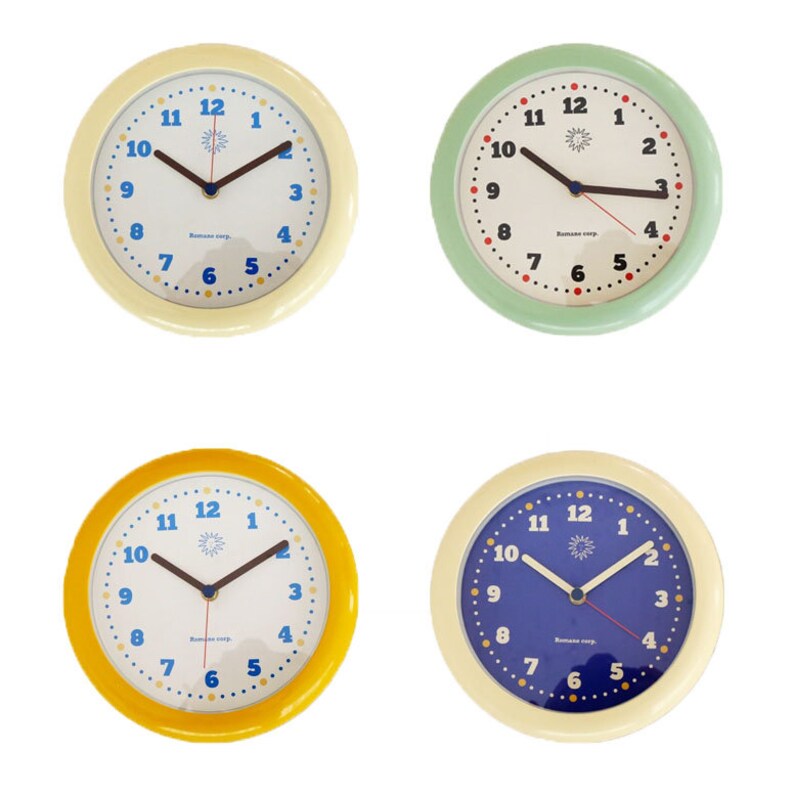 Creamy Circle Rounded Cute Wall Clocks Home Decor Silent Etsy