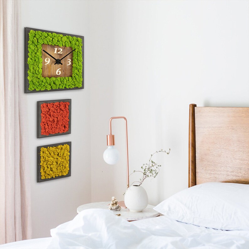 Stabilized green panel with clock set 3 pcs max size 30x30 image 4