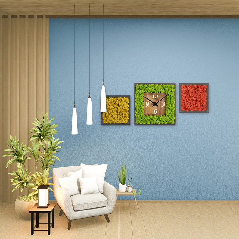 Stabilized green panel with clock set 3 pcs max size 30x30 image 6