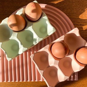 6 Grids Jesmonite-eierhouder met kurken vulling, eierkist, eieropbergschaal en keukenaccessoires als gepersonaliseerd cadeau