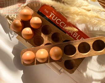 6 or 12-hole handmade wooden fresh egg holders, Egg holders for counter, farm egg holder as housewarming gift and farm decor