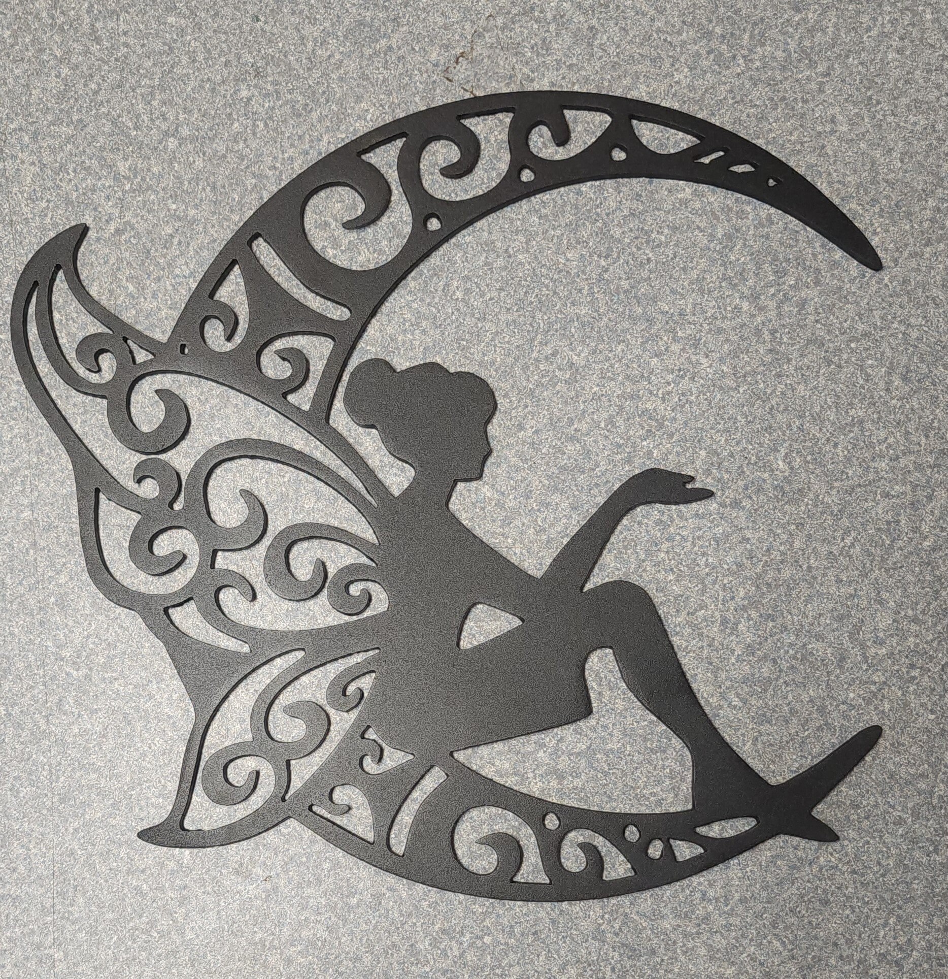 Fairy & Moon Silhouette Metal Wall Decor, Cut Out Moon Fairy Decoration ...