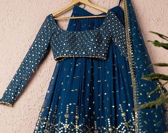 Blue lehenga choli for women with dupatta indian designer ready to wear partywear lehenga choli, lehenga choli for women blue free shipping