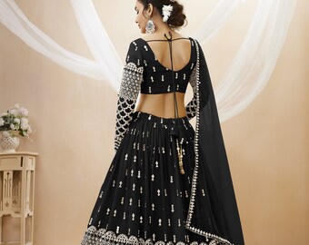 Black lehenga choli for women with dupatta, lehenga, lehenga choli, lehenga skirt, lehenga blouse, lehenga for women, lehenga top dupatta