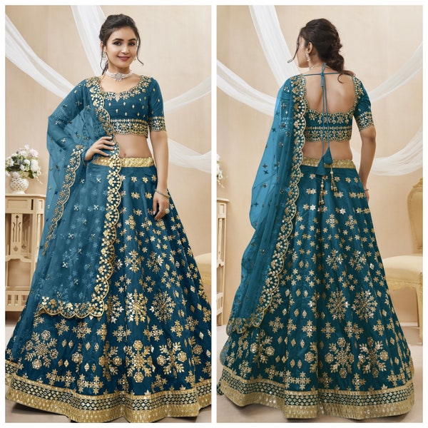 Ready to wear party lehenga Choli with Dupatta ,Indian Designer Blue Lehenga Choli, Heavy sequins zari embroidered lehenga choli bridesmaid